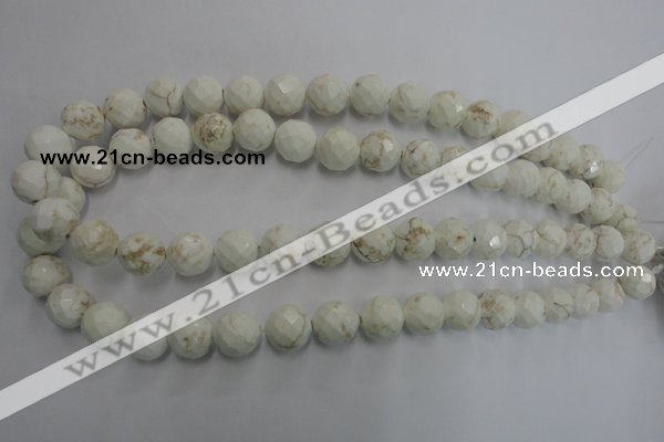 CWB305 15.5 inches 14mm faceted round howlite turquoise beads