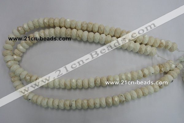 CWB327 15.5 inches 6*10mm faceted rondelle howlite turquoise beads