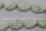 CWB363 15.5 inches 12*16mm flat teardrop howlite turquoise beads