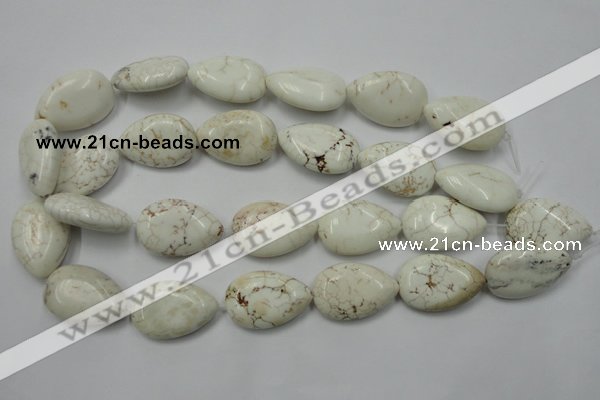 CWB367 15.5 inches 20*30mm flat teardrop howlite turquoise beads