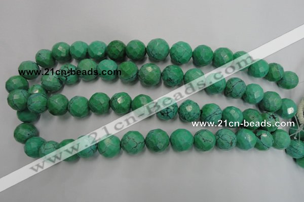 CWB406 15.5 inches 16mm faceted round howlite turquoise beads