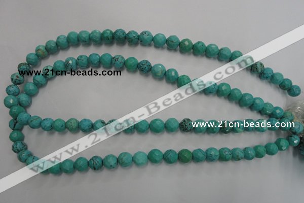 CWB412 15.5 inches 8mm faceted round howlite turquoise beads