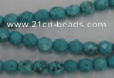 CWB421 15.5 inches 6mm faceted round howlite turquoise beads