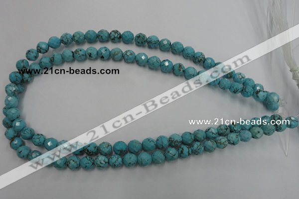 CWB422 15.5 inches 8mm faceted round howlite turquoise beads