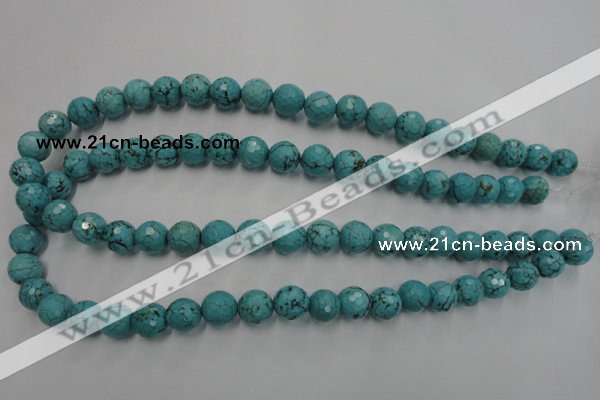 CWB423 15.5 inches 10mm faceted round howlite turquoise beads