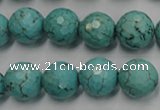 CWB424 15.5 inches 12mm faceted round howlite turquoise beads