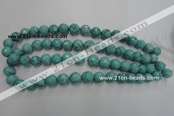 CWB424 15.5 inches 12mm faceted round howlite turquoise beads