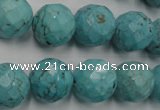 CWB425 15.5 inches 14mm faceted round howlite turquoise beads