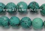 CWB426 15.5 inches 14mm faceted round howlite turquoise beads