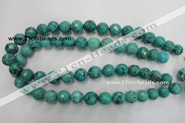 CWB426 15.5 inches 14mm faceted round howlite turquoise beads