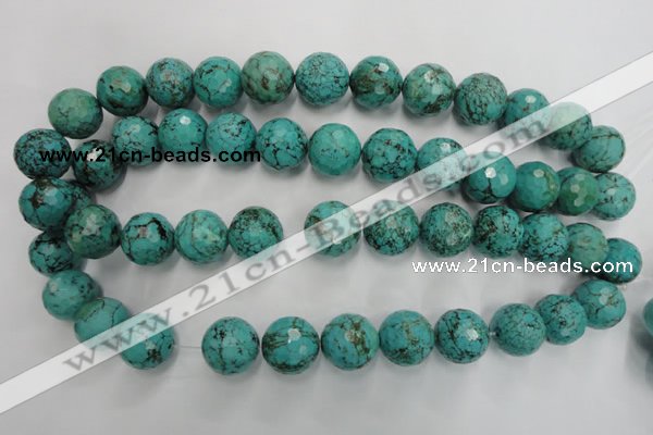 CWB427 15.5 inches 16mm faceted round howlite turquoise beads