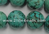 CWB428 15.5 inches 18mm faceted round howlite turquoise beads