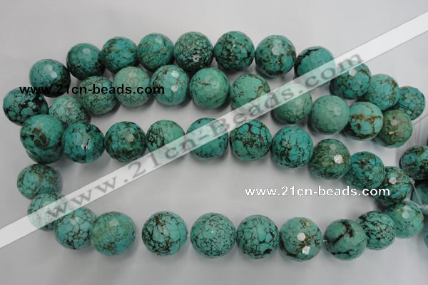 CWB428 15.5 inches 18mm faceted round howlite turquoise beads