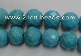 CWB434 15.5 inches 12mm faceted round howlite turquoise beads