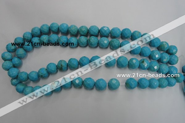 CWB434 15.5 inches 12mm faceted round howlite turquoise beads