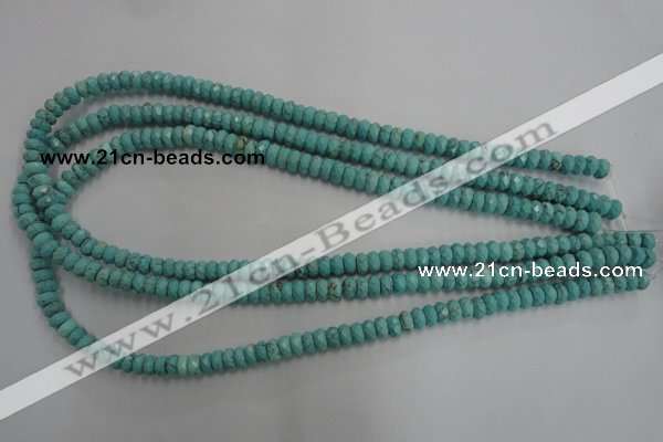 CWB440 15.5 inches 4*6mm faceted rondelle howlite turquoise beads