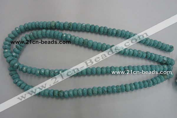 CWB443 15.5 inches 5*8mm faceted rondelle howlite turquoise beads