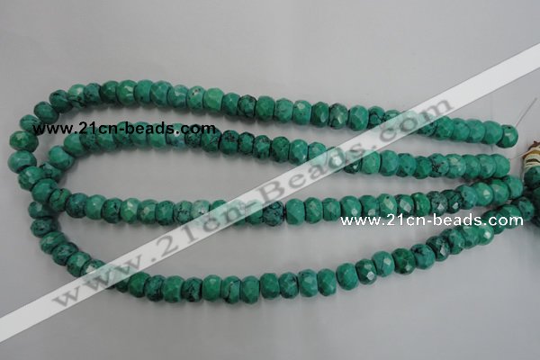 CWB446 15.5 inches 7*10mm faceted rondelle howlite turquoise beads