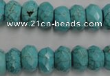 CWB447 15.5 inches 8*12mm faceted rondelle howlite turquoise beads