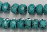 CWB448 15.5 inches 8*12mm faceted rondelle howlite turquoise beads