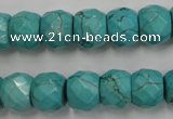 CWB450 15.5 inches 10*12mm faceted rondelle howlite turquoise beads