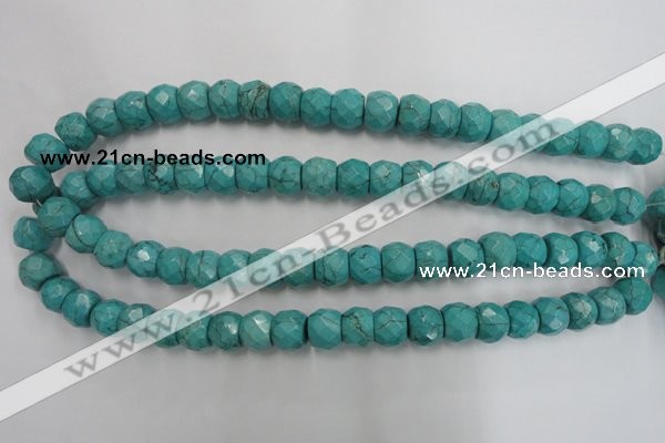 CWB450 15.5 inches 10*12mm faceted rondelle howlite turquoise beads