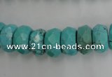 CWB451 15.5 inches 7*14mm faceted rondelle howlite turquoise beads