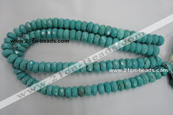 CWB451 15.5 inches 7*14mm faceted rondelle howlite turquoise beads