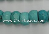 CWB454 15.5 inches 10*14mm faceted rondelle howlite turquoise beads