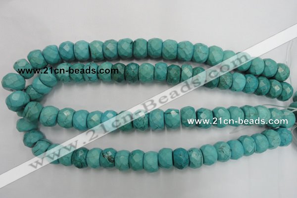 CWB454 15.5 inches 10*14mm faceted rondelle howlite turquoise beads