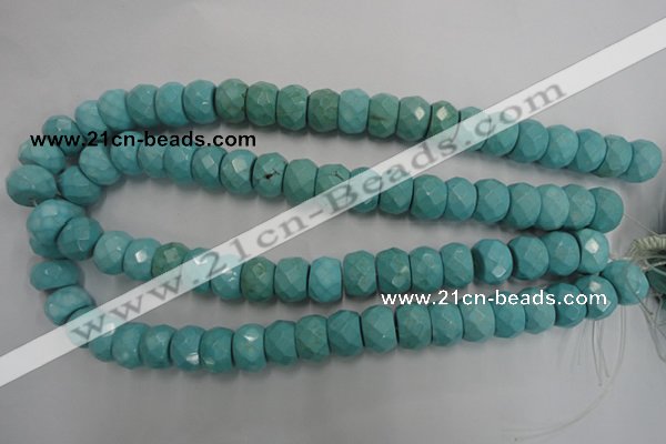 CWB455 15.5 inches 10*14mm faceted rondelle howlite turquoise beads