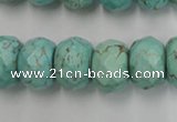 CWB457 15.5 inches 12*16mm faceted rondelle howlite turquoise beads