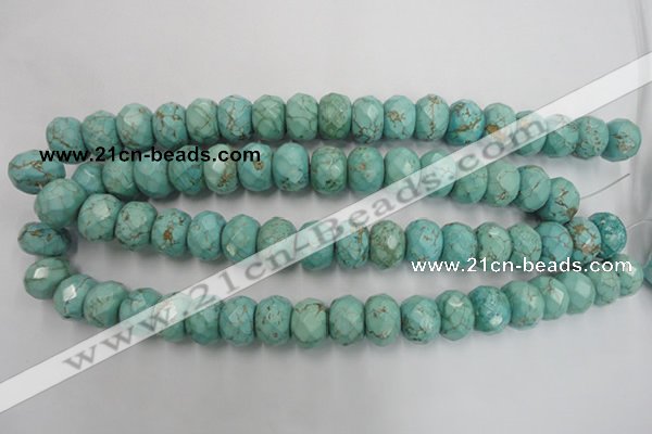 CWB457 15.5 inches 12*16mm faceted rondelle howlite turquoise beads