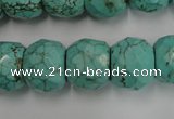 CWB458 15.5 inches 13*15mm faceted rondelle howlite turquoise beads