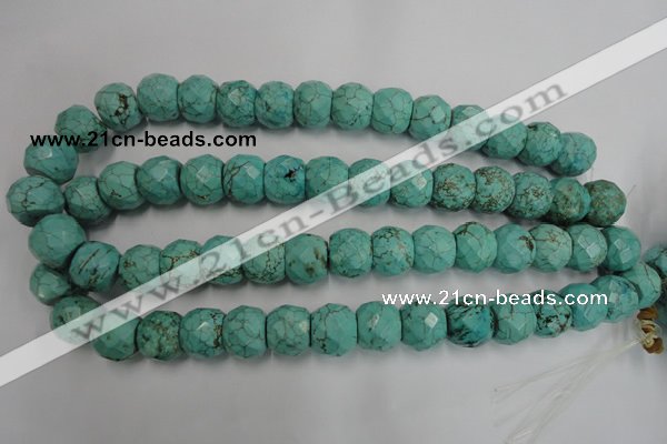 CWB458 15.5 inches 13*15mm faceted rondelle howlite turquoise beads