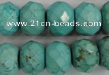 CWB459 15.5 inches 12*18mm faceted rondelle howlite turquoise beads