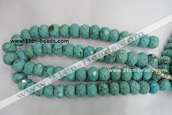 CWB459 15.5 inches 12*18mm faceted rondelle howlite turquoise beads