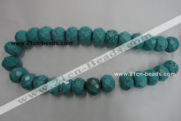 CWB460 15.5 inches 13*18mm faceted rondelle howlite turquoise beads