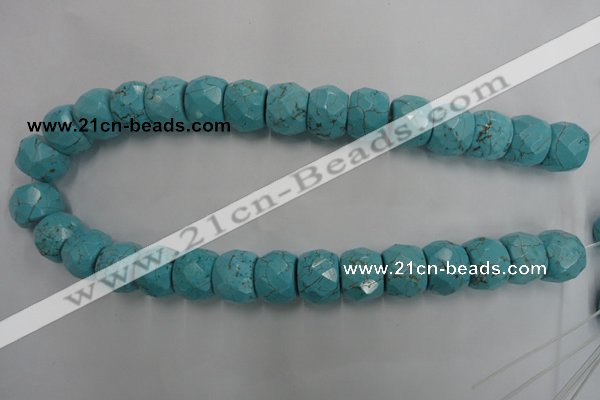 CWB461 15.5 inches 14*20mm faceted rondelle howlite turquoise beads