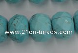 CWB462 15.5 inches 14*20mm faceted rondelle howlite turquoise beads