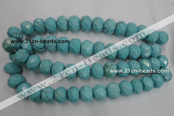 CWB462 15.5 inches 14*20mm faceted rondelle howlite turquoise beads