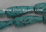 CWB472 15.5 inches 10*30mm faceted teardrop howlite turquoise beads