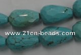 CWB473 15.5 inches 12*20mm faceted teardrop howlite turquoise beads