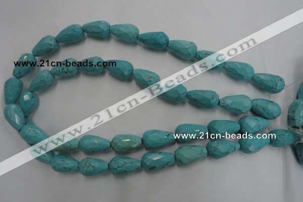 CWB473 15.5 inches 12*20mm faceted teardrop howlite turquoise beads