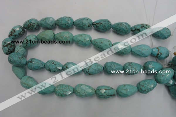 CWB475 15.5 inches 15*22mm faceted teardrop howlite turquoise beads