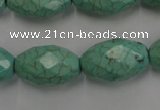 CWB484 15.5 inches 12*20mm faceted rice howlite turquoise beads