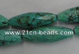 CWB487 15.5 inches 10*30mm faceted rice howlite turquoise beads