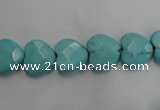 CWB491 15.5 inches 10*10mm faceted heart howlite turquoise beads