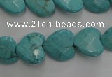 CWB493 15.5 inches 15*15mm faceted heart howlite turquoise beads