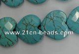 CWB495 15.5 inches 18*18mm faceted heart howlite turquoise beads